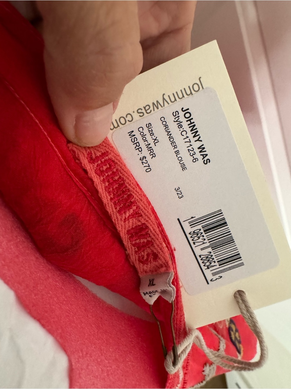 Johnny Was Red Floral Embroidered V-Neck Tunic - Picture 5 of 6